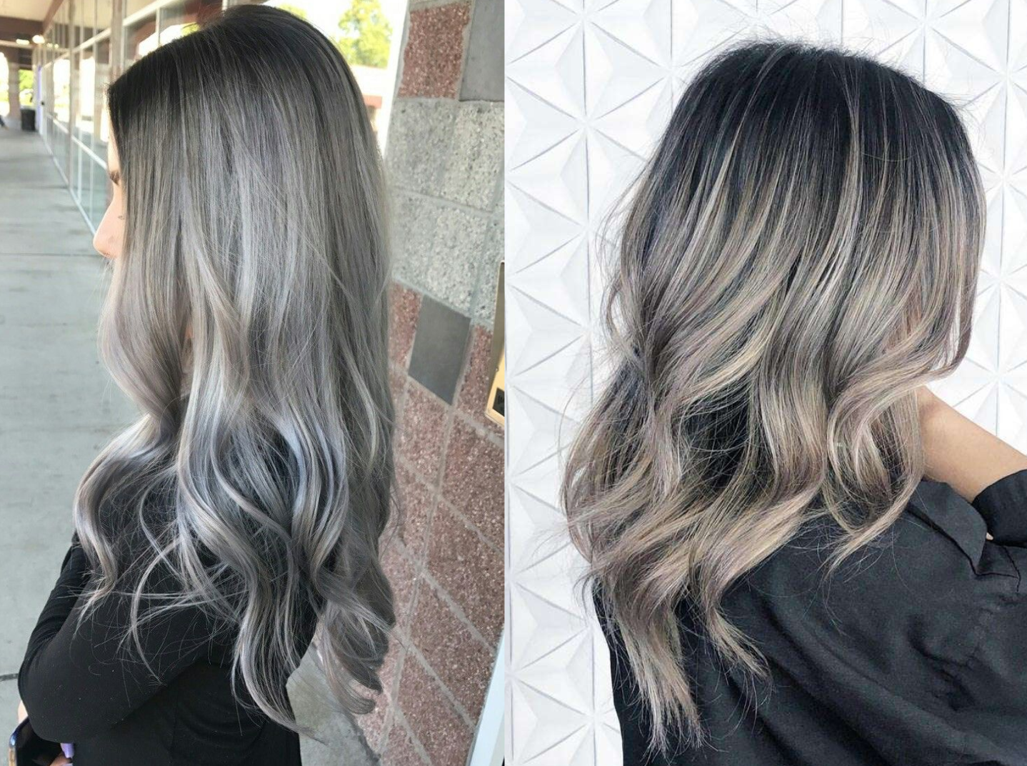 Tóc Nhuộm Balayage Xám Khói